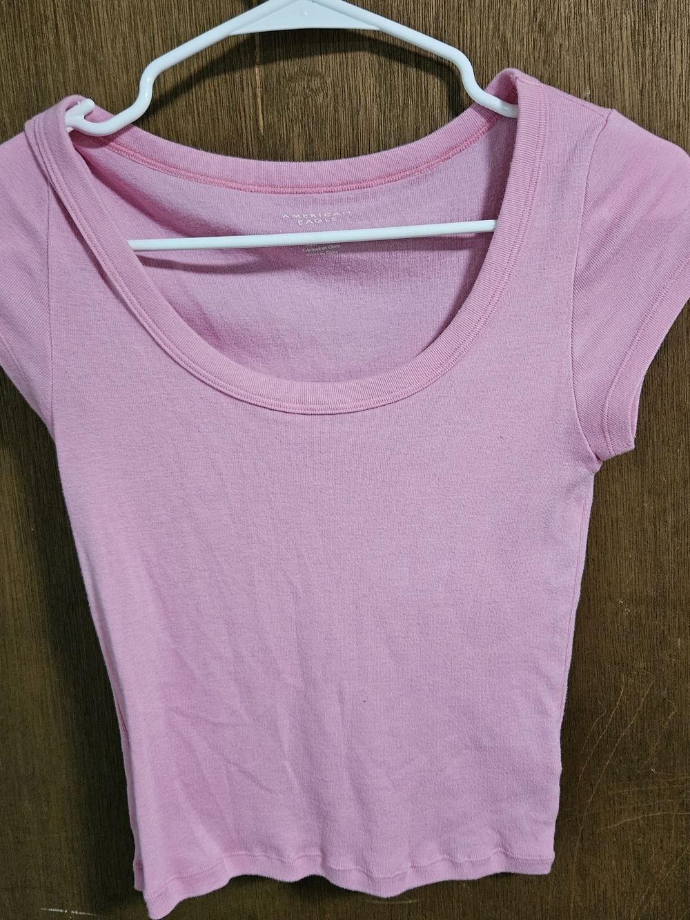 American Eagle Outfitters Light Pink Scoop Neck Short Sleeve Tee
